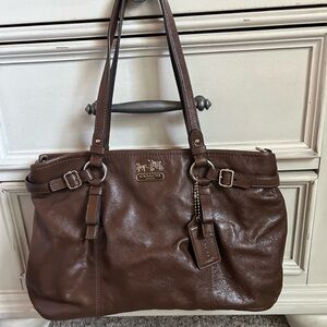 Coach Brown Leather Madison Shoulder Bag with Gold Hardware